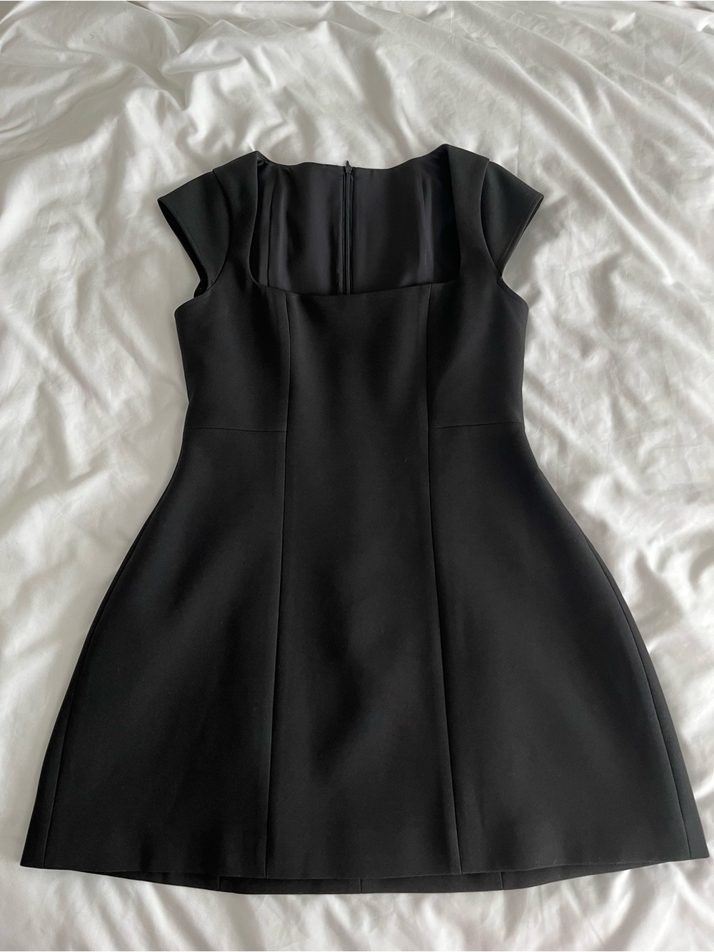 Classic Black Cap-Sleeve A-Line Dress